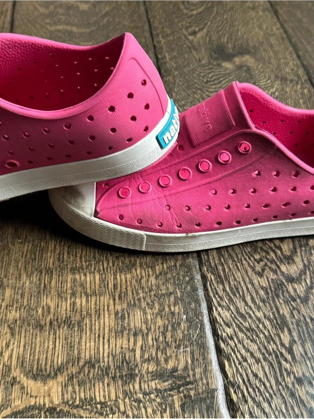 Native Kids Slip-On Water Shoes in Bright Pink with White Toe